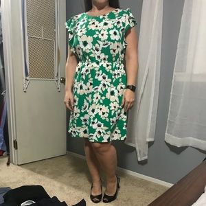 Green and white dress